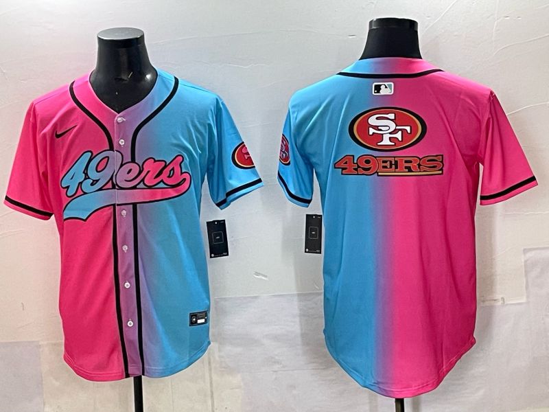 Men 2025 San Francisco 49ers Blank Blue pink Nike Limited NFL Jersey style 01